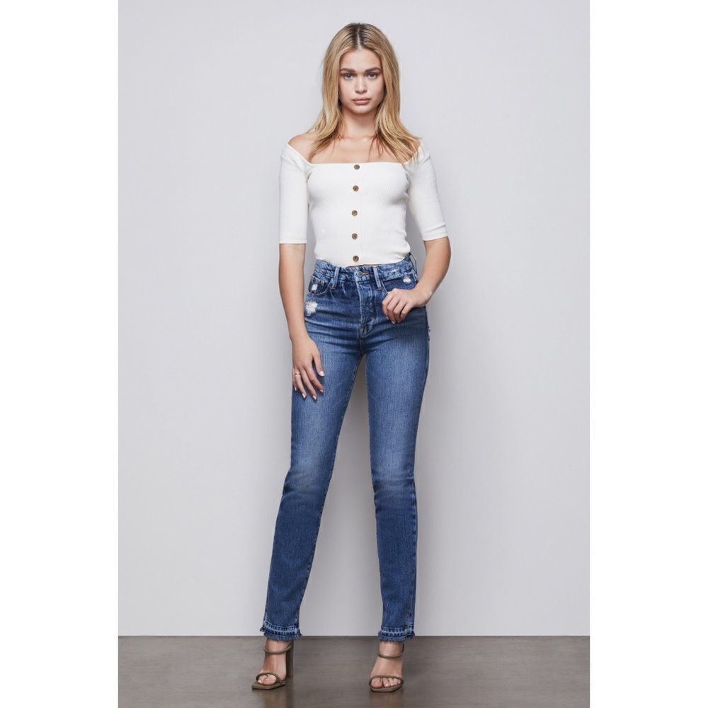 Good American Good Boy Straight Slit Hem Jeans 0/25 - ✨ High Rise Comfort ✨